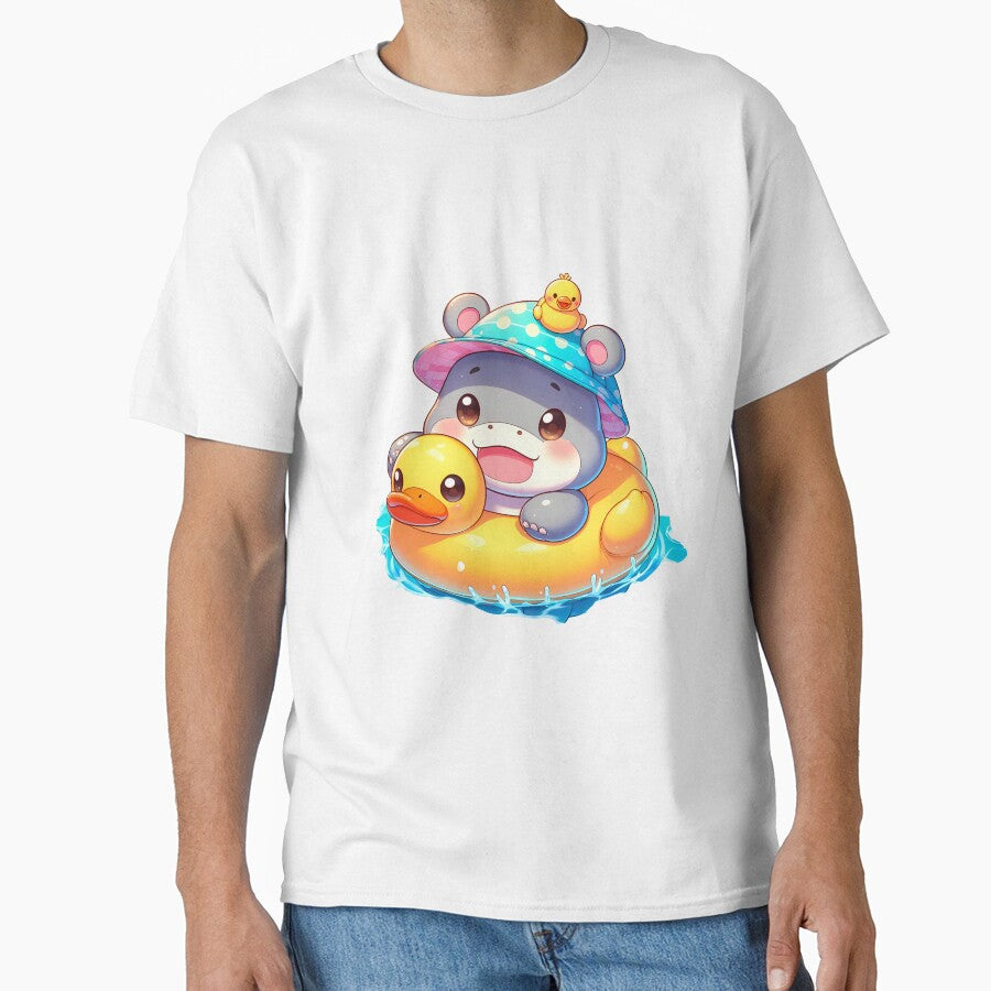 cute Hippo in the Pool with Duck Float by Targa-desing T-Shirts, Hoodie, Sweatshirt | BlankRebels.com (Image 1)
