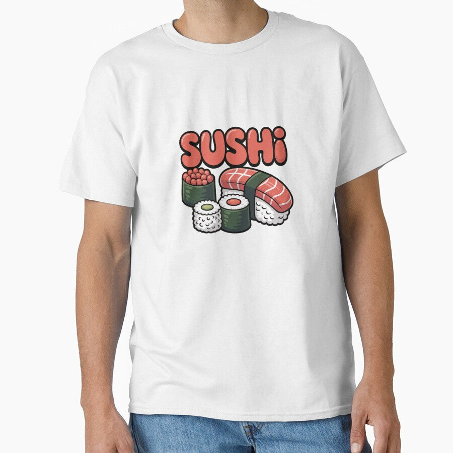 Cute kawaii sushi on a plate, retro cartoon style, colorful and playful, cozy design, soft outlines, flat... (Image 1)