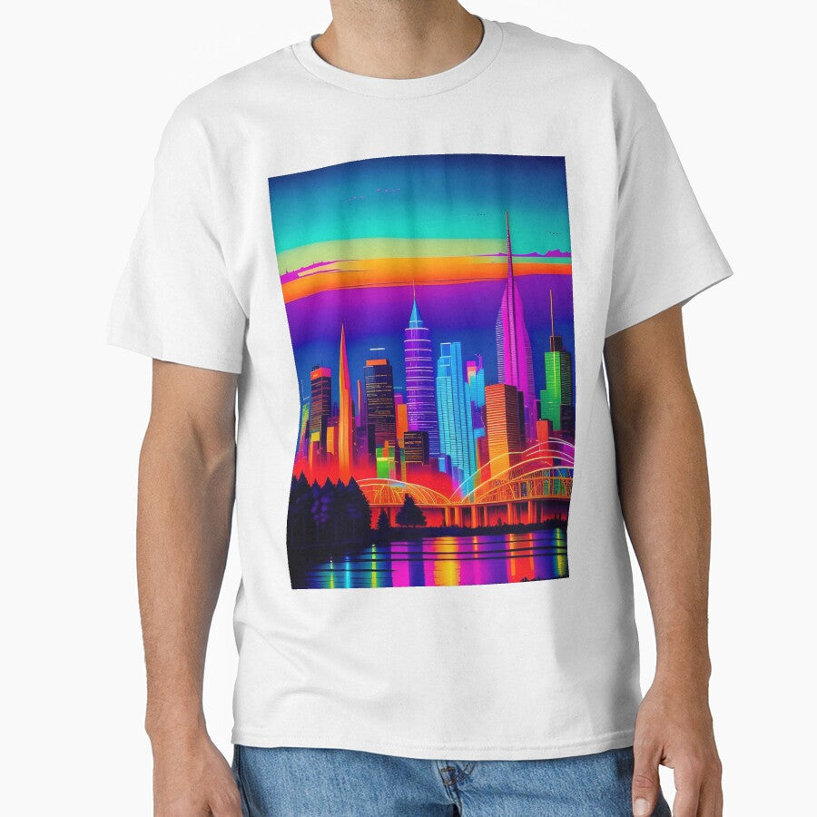 Large Colorful City Skyline Abstract Art by Esterlane T-Shirts, Hoodie, Sweatshirt | BlankRebels.com (Image 1)