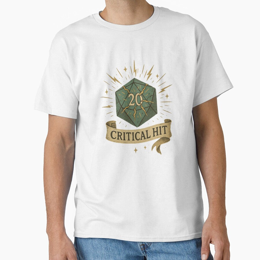 Critical Hit T-Shirt – Vintage D20 Dice Design For RPG & DnD Players by Justonemorelvl Hoodie, Sweatshirt (Image 1)