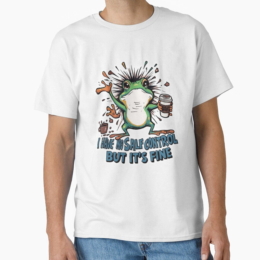 Chaotic Frog Meme | Funny Unhinged Coffee Frog by Brossock T-Shirts, Hoodie, Sweatshirt | BlankRebels.com (Image 1)