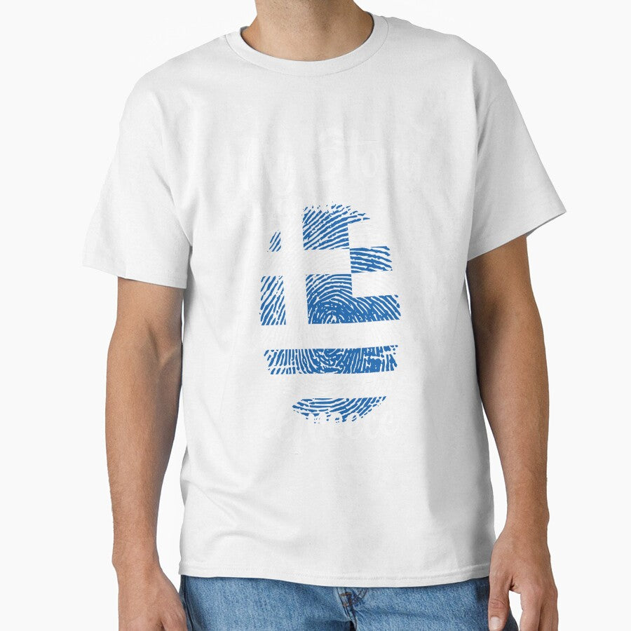 My story began in Greece Flag Fingerprint DNA Greek by PartyShirts1