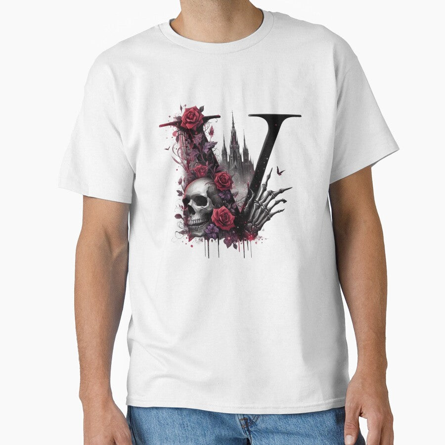Gothic Halloween Skull and Roses V by CultDigHoriz T-Shirts, Hoodie, Sweatshirt | BlankRebels.com (Image 1)