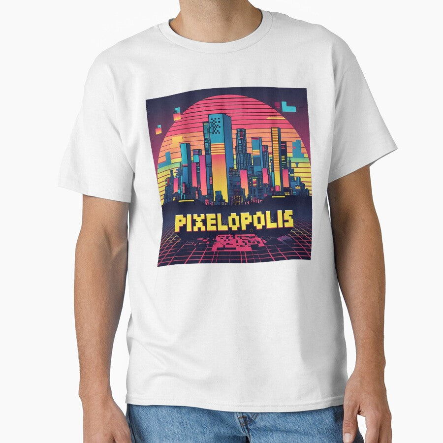 Pixelopolis – Retro-Futuristic Pixel City Skyline with Tetris Buildings & Neon Respawn Portals by LoliDesignShop