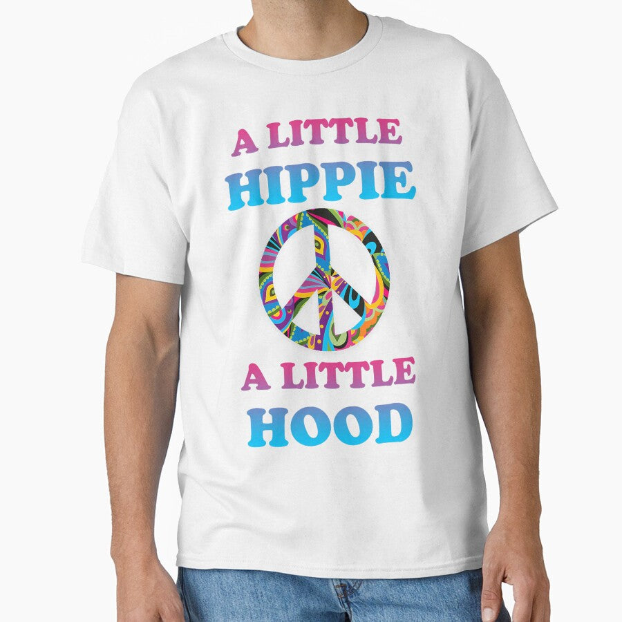 A Little Hippie A Little Hood Vintage Style Peace Symbol by Dentapaint T-Shirts, Hoodie, Sweatshirt (Image 1)