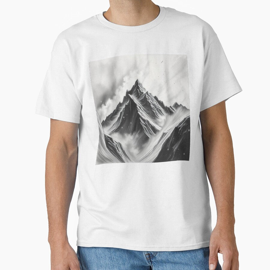 Black and White Majestic Mountain Art Print by EllDAV777 T-Shirts, Hoodie, Sweatshirt | BlankRebels.com (Image 1)
