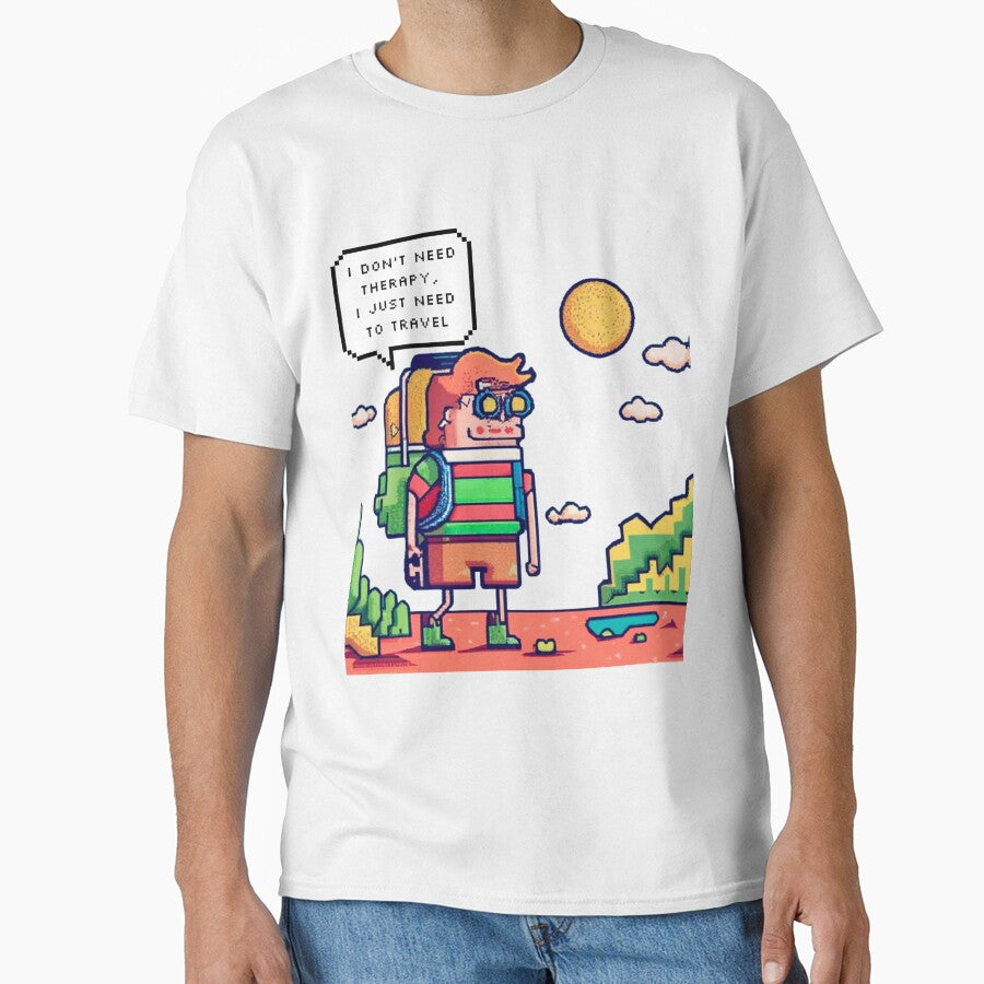 I don't need therapy, I just need to travel | Pixel Style by CircinusStore T-Shirts, Hoodie, Sweatshirt (Image 1)