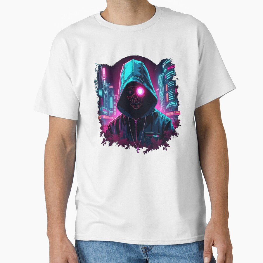 Cyberpunk Skull Hacker T-Shirt – Futuristic Neon Streetwear by Madustoks Hoodie, Sweatshirt | BlankRebels.com (Image 1)