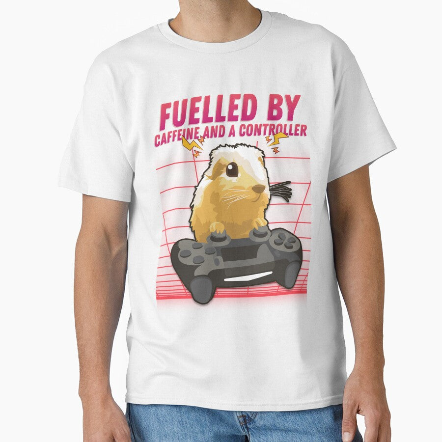 Fuelled by caffeine and a controller Guinea Pig Gaming Addict Design by Robbo's Tees Designs
