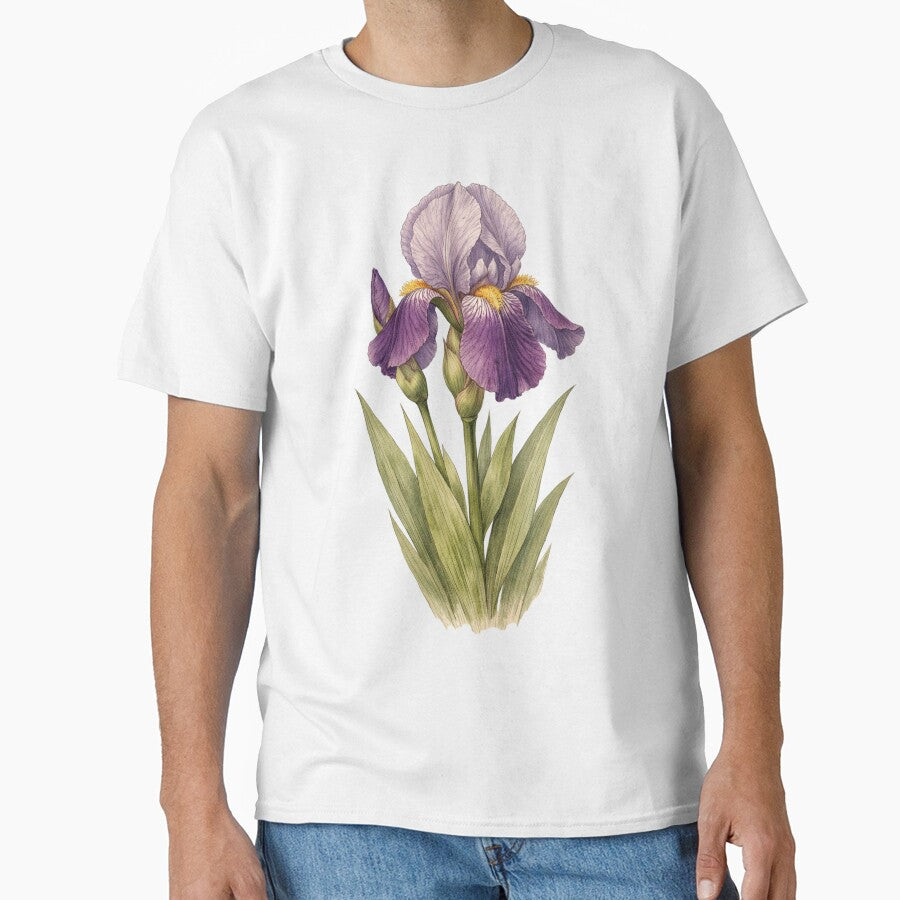 Iris Germanica Vintage Botanical Print - Antique Iris Wall Art by Darlin8888 T-Shirts, Hoodie, Sweatshirt (Image 1)