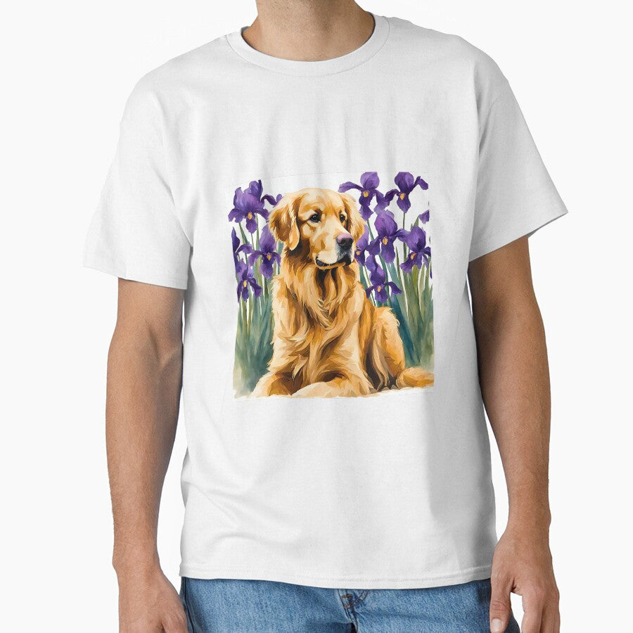 Golden Retriever Amongst Irises by Fredster1966 T-Shirts, Hoodie, Sweatshirt | BlankRebels.com (Image 1)