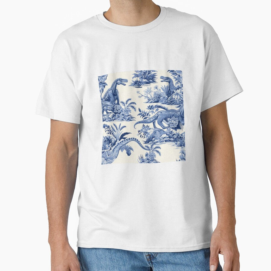 Porcelain dinosaurs blue and white traditional art by NuttyCottage T-Shirts, Hoodie, Sweatshirt | BlankRebels.com (Image 1)