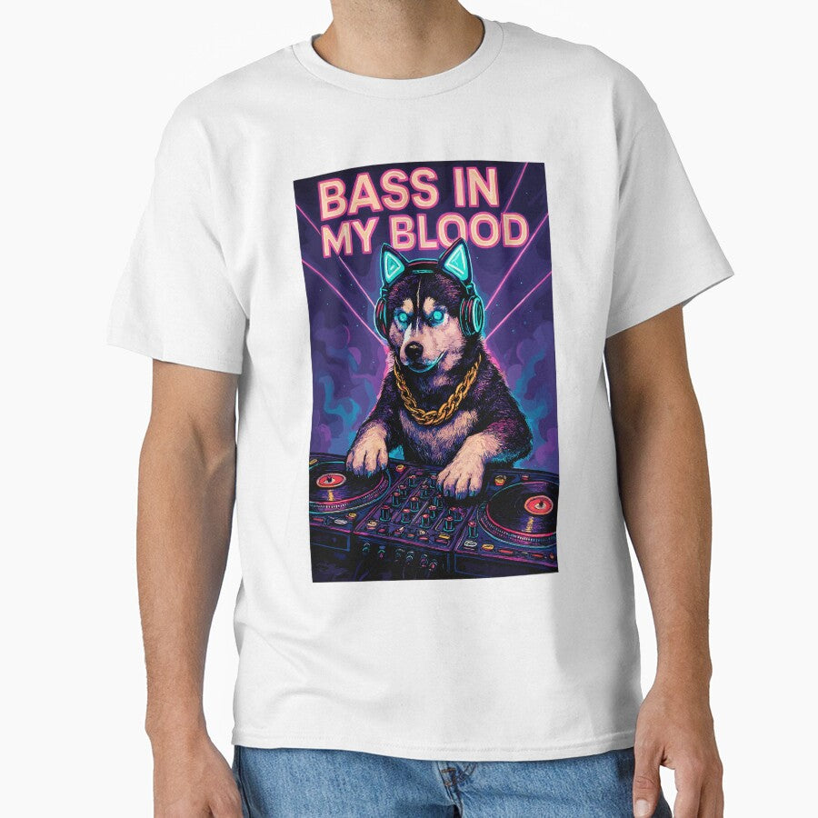 Husky DJ Neon Club – Bass in My Blood by Pineapple-Tree T-Shirts, Hoodie, Sweatshirt | BlankRebels.com (Image 1)