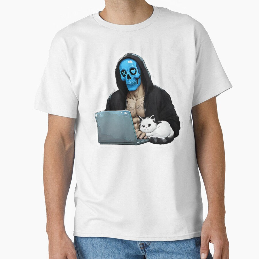 Lights out, masked coder with cat, dark romance by inkdrinkingdove T-Shirts, Hoodie, Sweatshirt | BlankRebels.com (Image 1)