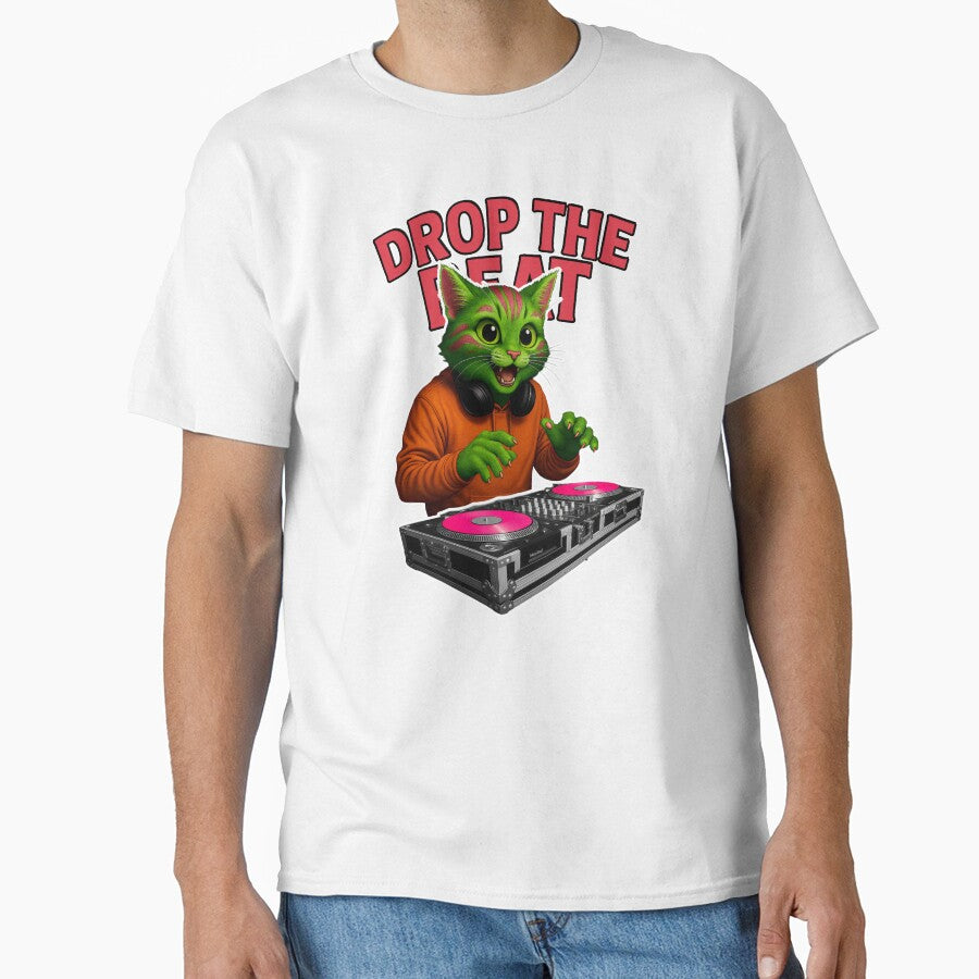 Neon DJ Cat – Drop The Beat Rave Kitty T-Shirt by averagejoekster Hoodie, Sweatshirt | BlankRebels.com (Image 1)
