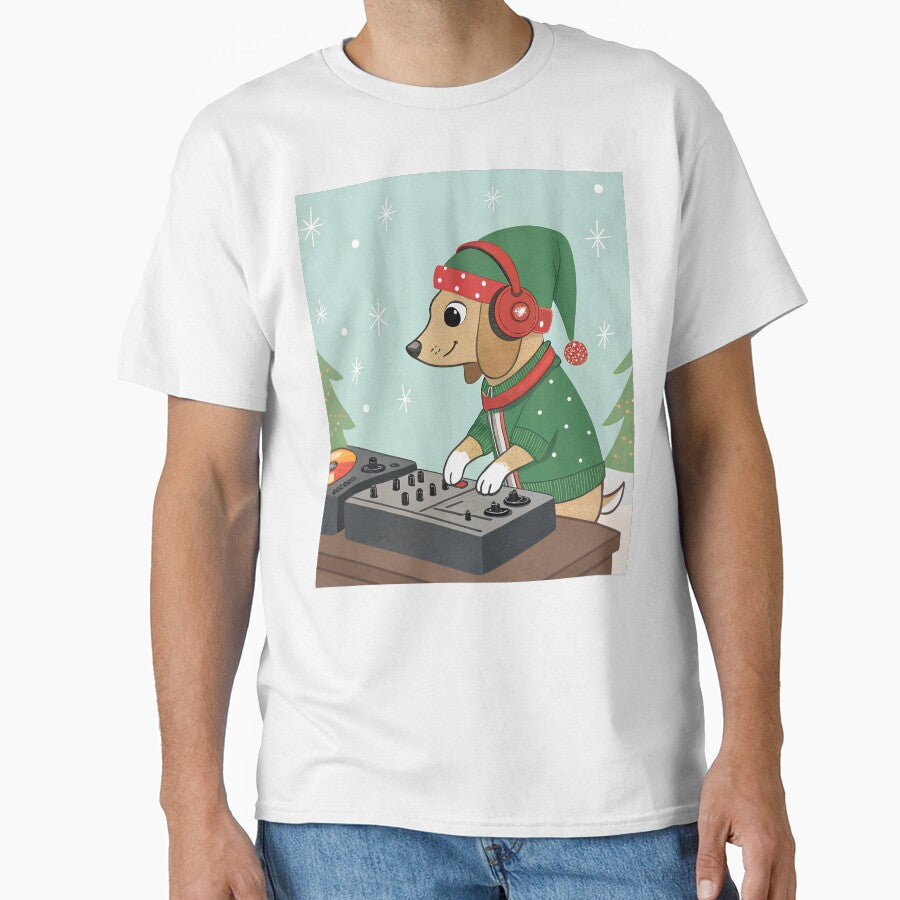 DJ funny dog on Christmas Party by AhArtMe T-Shirts, Hoodie, Sweatshirt | BlankRebels.com (Image 1)