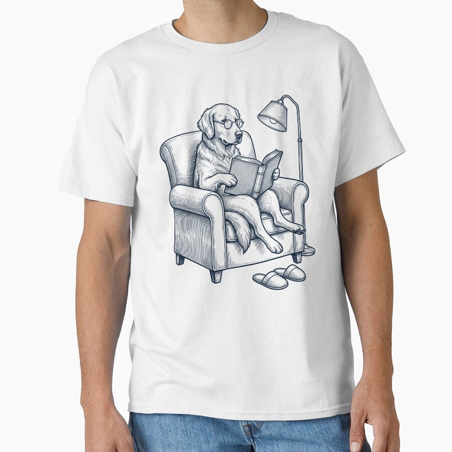 Vintage Golden Retriever Read Book Dog Mom Dad by DoodleTortle T-Shirts, Hoodie, Sweatshirt | BlankRebels.com (Image 1)