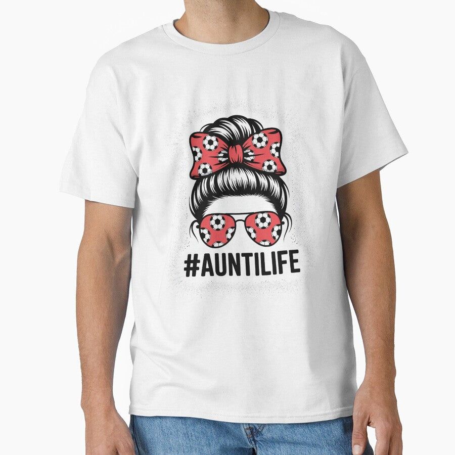 Aunt Life Soccer Messy Bun Bleached Auties Girl Mother's Day by KonopikaaArt