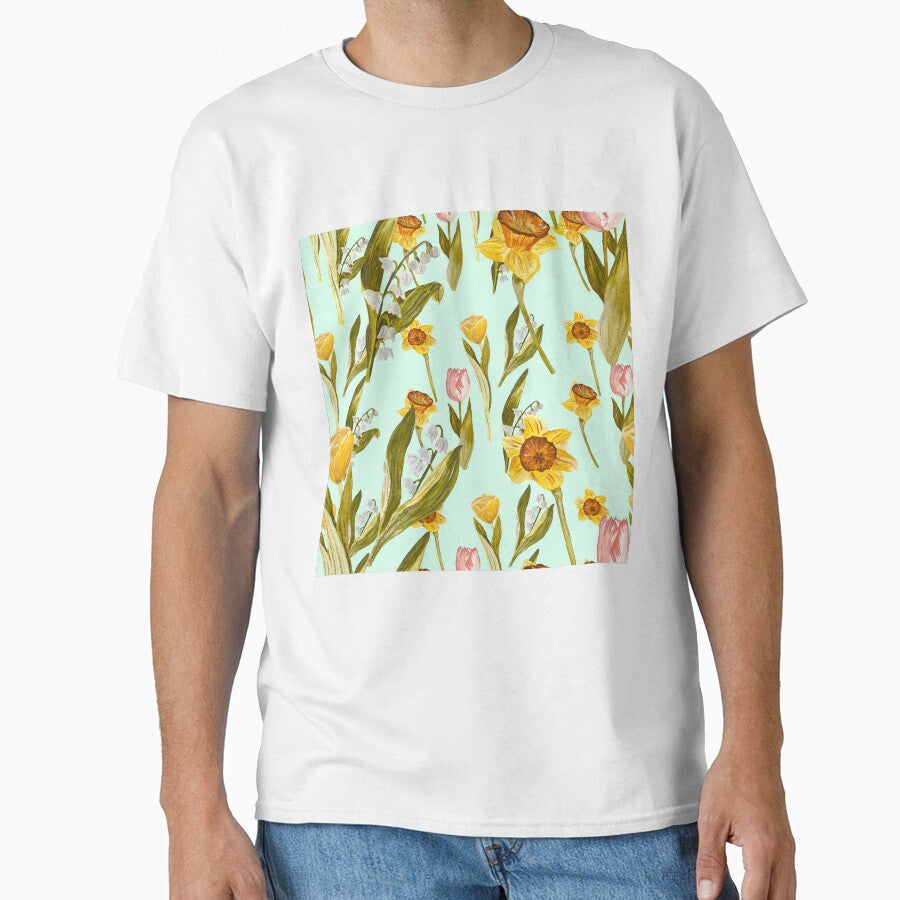 Daffodil Tulip Snowdrop Easter Ornate Pattern Mint Yana Mustafina Boho Soulful T-Shirts, Hoodie, Sweatshirt