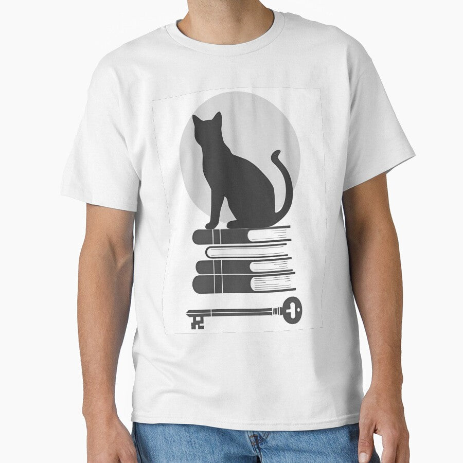 Dark Academia Design: Cat, Moon, Books, Key by Dark Academia Archives T-Shirts, Hoodie, Sweatshirt (Image 1)