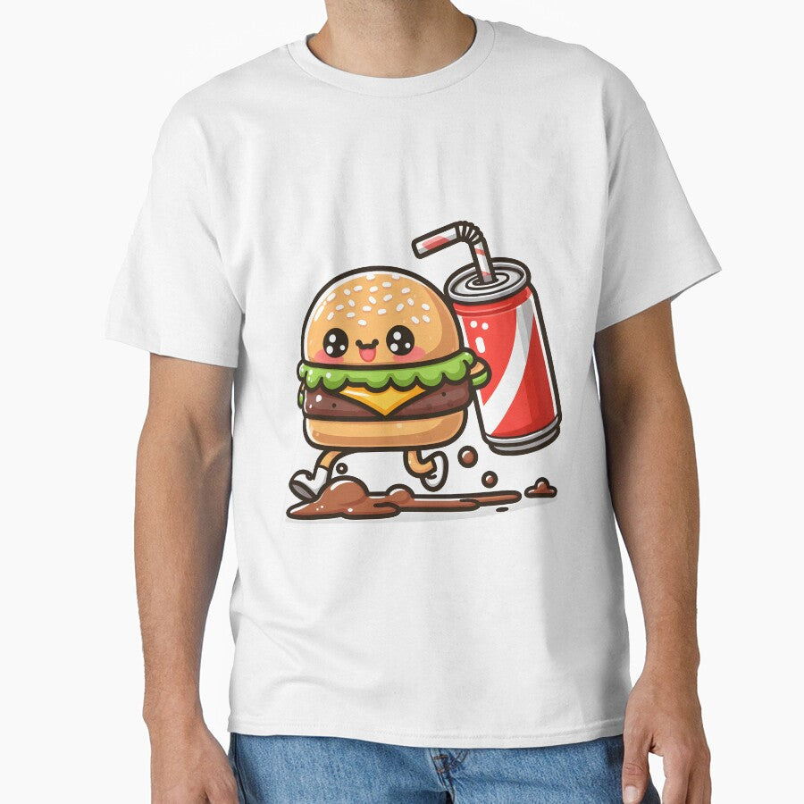 Kawaii Burger Running From Spilled Soda by CanvasCutie T-Shirts, Hoodie, Sweatshirt | BlankRebels.com (Image 1)