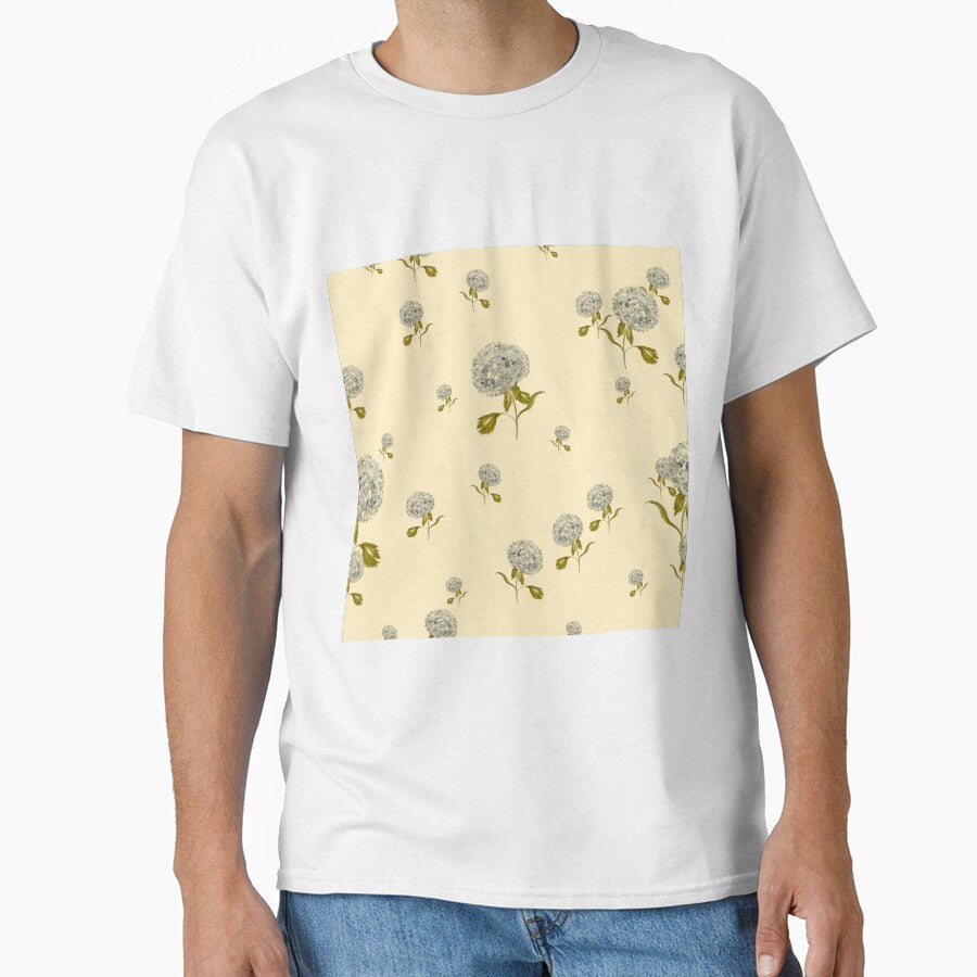 Hydrangea flower cute ornate pattern a watercolor beige by Yana Mustafina | Boho Soulful Designs T-Shirts,... (Image 1)