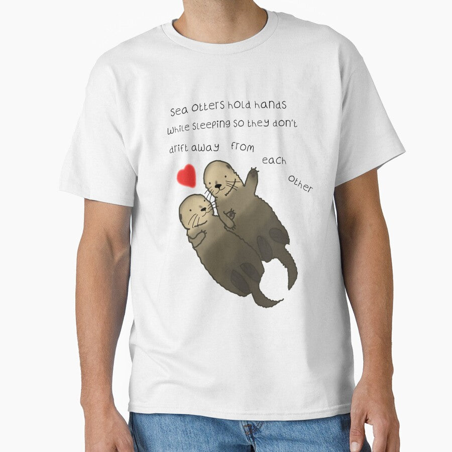Sea Otters hold hands, love, valentines day by DesignsBySaxton T-Shirts, Hoodie, Sweatshirt | BlankRebels.com (Image 1)