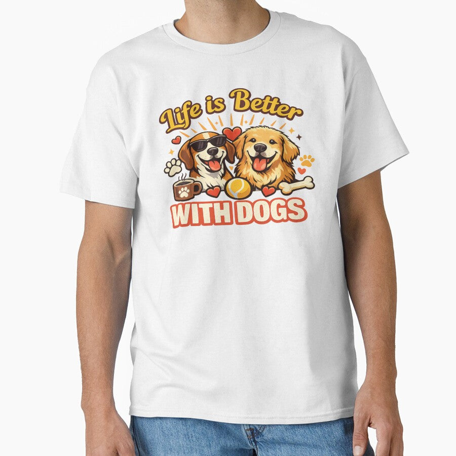 Life Is Better With Dogs – Cute Funny Dog Illustration by Designpnl T-Shirts, Hoodie, Sweatshirt | BlankRebels.com (Image 1)