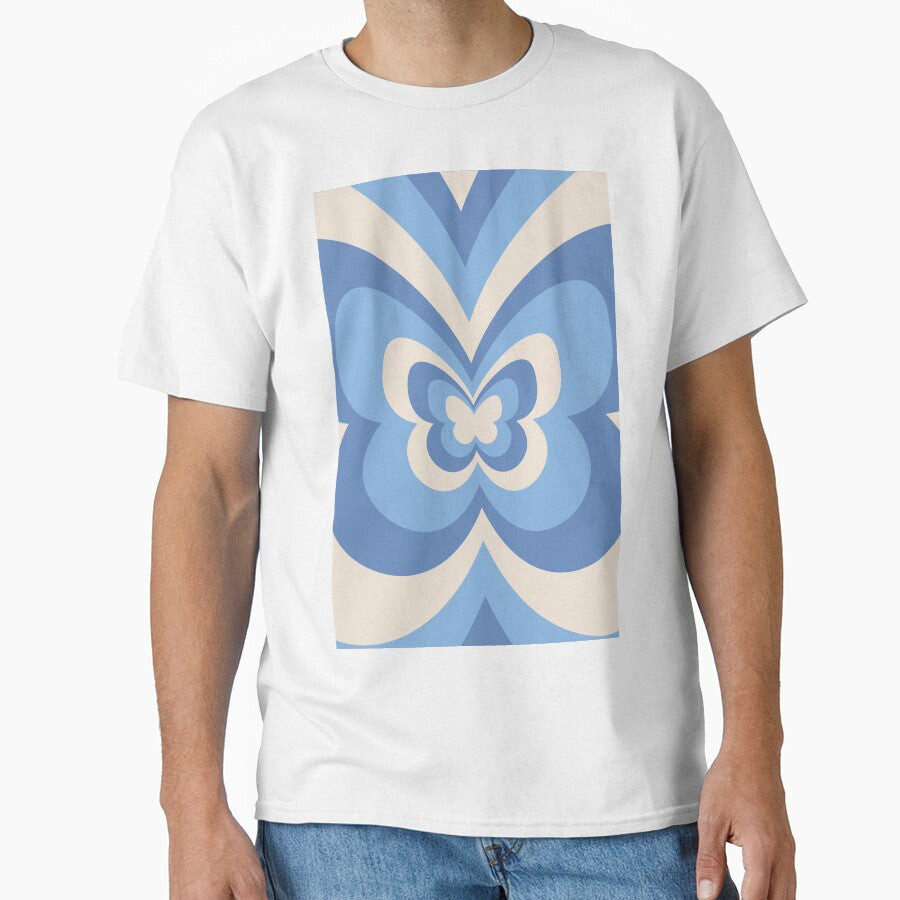 Beige Blue Butterfly Aesthetic by LinDraws T-Shirts, Hoodie, Sweatshirt | BlankRebels.com (Image 1)