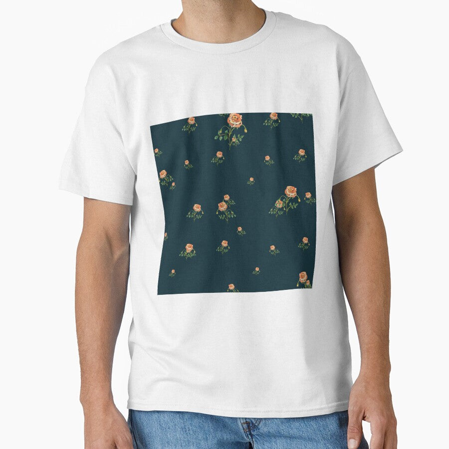 Rose flower ornate cute floral pattern watercolor turquoise by Yana Mustafina | Boho Soulful Designs T-Shirts,... (Image 1)