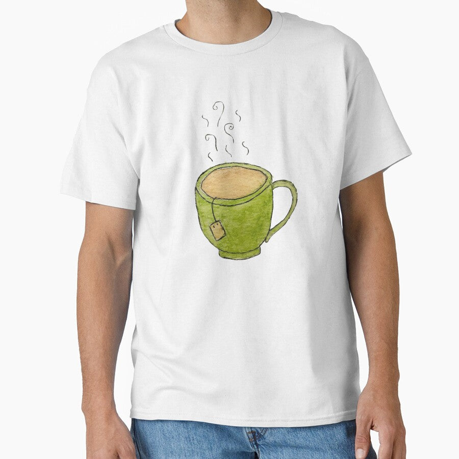 Cozy Green Tea Cup | Watercolor Illustration by LaurenPaints T-Shirts, Hoodie, Sweatshirt | BlankRebels.com (Image 1)