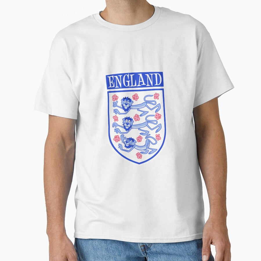 Three lions 3 lions with English pink tudor roses, plus cartoon panther on a blue shield by jimmy-digital