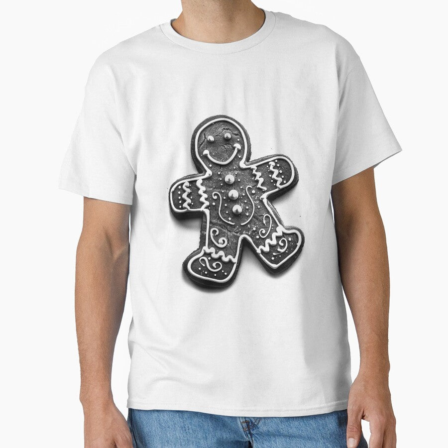 Gingerbread Man Cookie – Black and White Christmas Illustration by inkoutninja