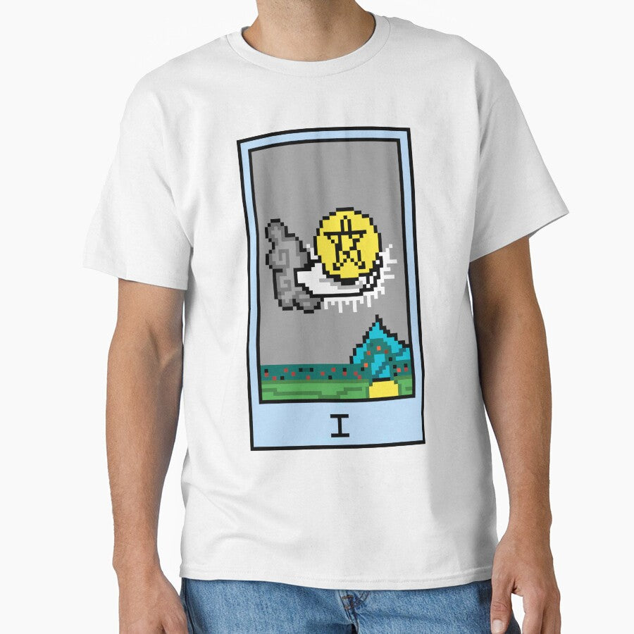 Wait, is this pixel art tarot? Yellow - Minor Arcana 'Ace of Pentacles' (Design for T-shirt, stickers and other... (Image 1)