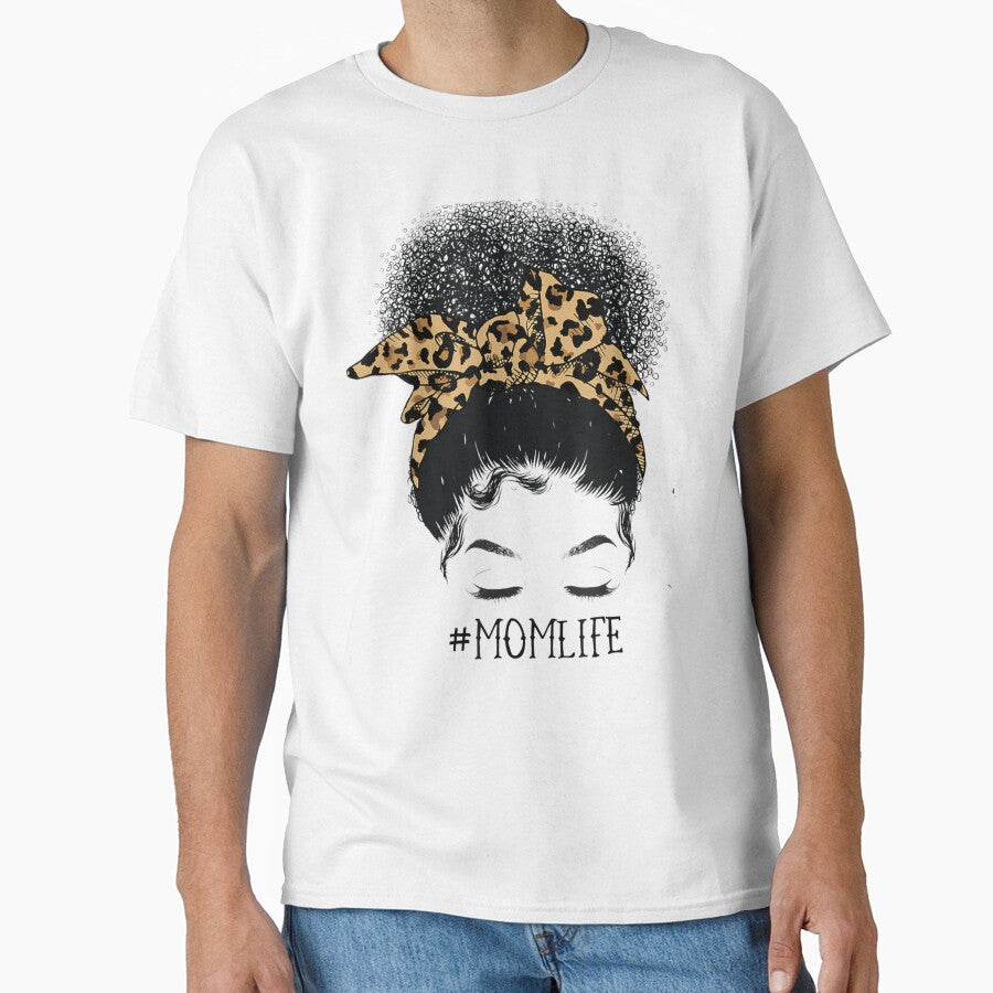 Afro Mom Life Messy Bun Leopard Funny Black Mom Mothers Day by Kezichy T-Shirts, Hoodie, Sweatshirt (Image 1)
