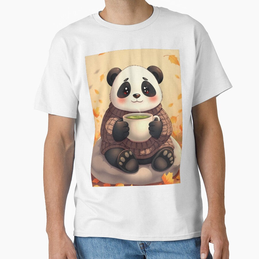 Autumn Panda Matcha T-Shirt | Cute Cozy Panda Sweater by ArmaanArts Hoodie, Sweatshirt | BlankRebels.com (Image 1)