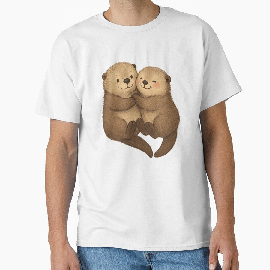 Kawaii Otter Couple Sticker | Cute Otters Holding Hands | Valentine’s Gift, Anniversary Pun, You’re My Otter... (Image 1)