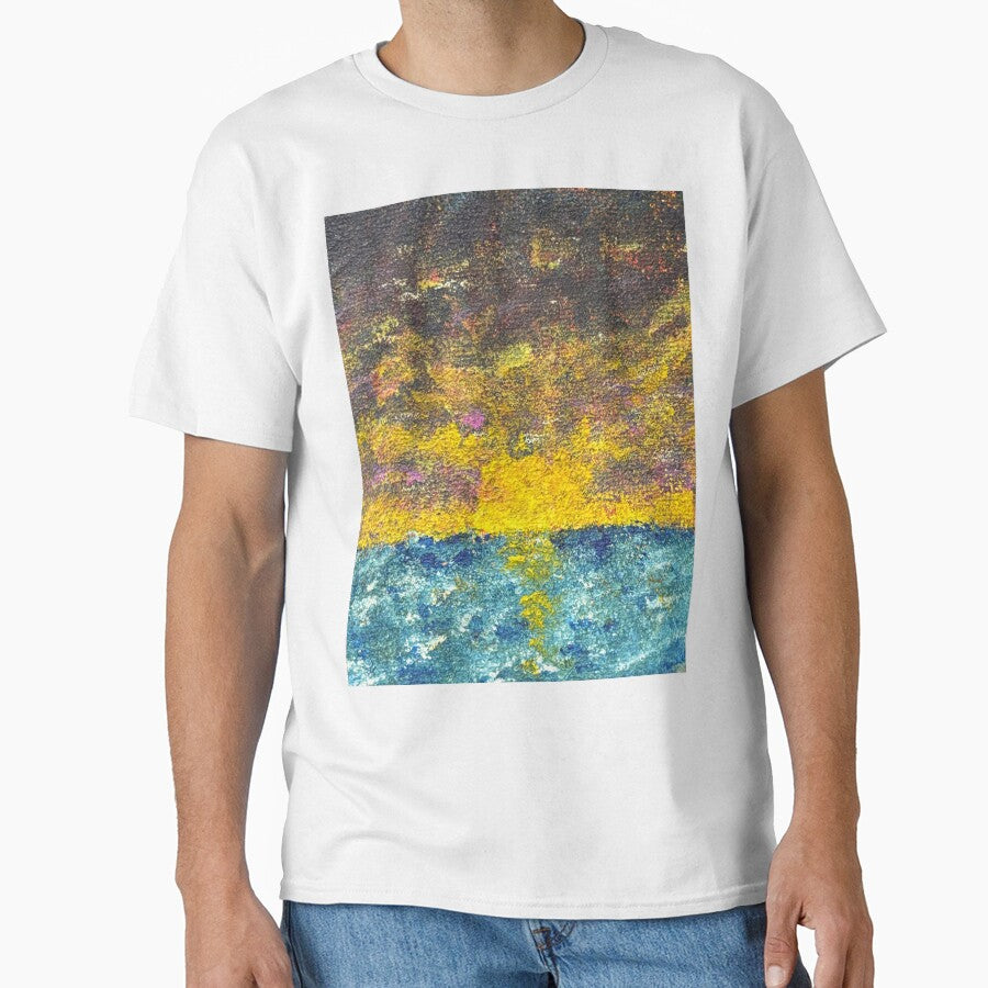 Painted Sunset Over Blue Ocean by elisewied T-Shirts, Hoodie, Sweatshirt | BlankRebels.com (Image 1)