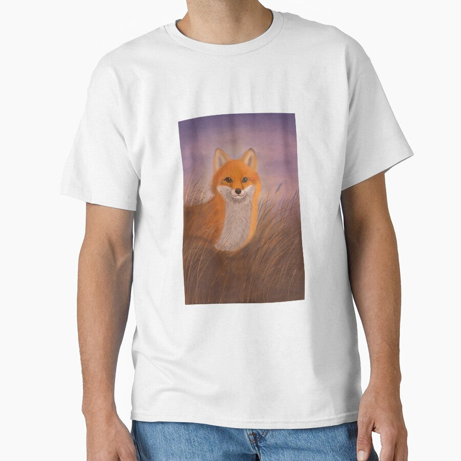 Red Fox at Sunset in a Meadow | Wildlife Fox Illustration by RivendellBird T-Shirts, Hoodie, Sweatshirt (Image 1)