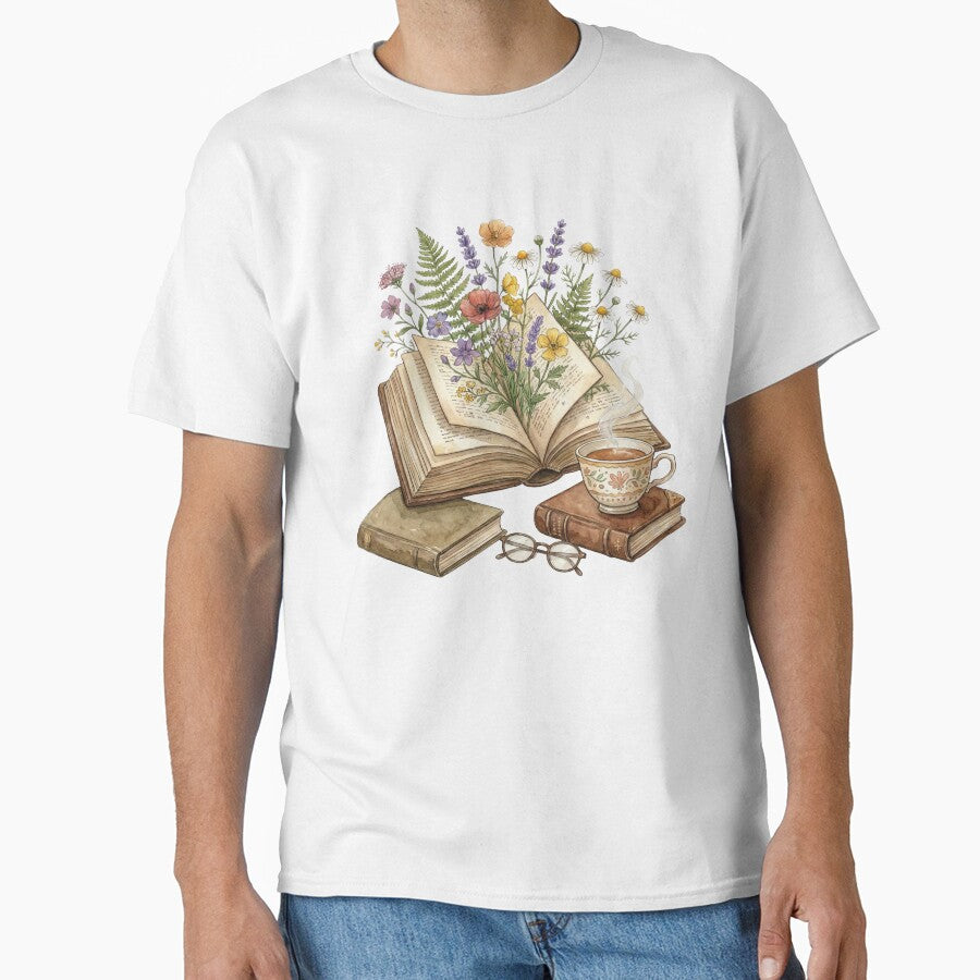Cozy Vintage Books, Wildflowers & Tea Aesthetic by EverBranz-stor T-Shirts, Hoodie, Sweatshirt | BlankRebels.com (Image 1)