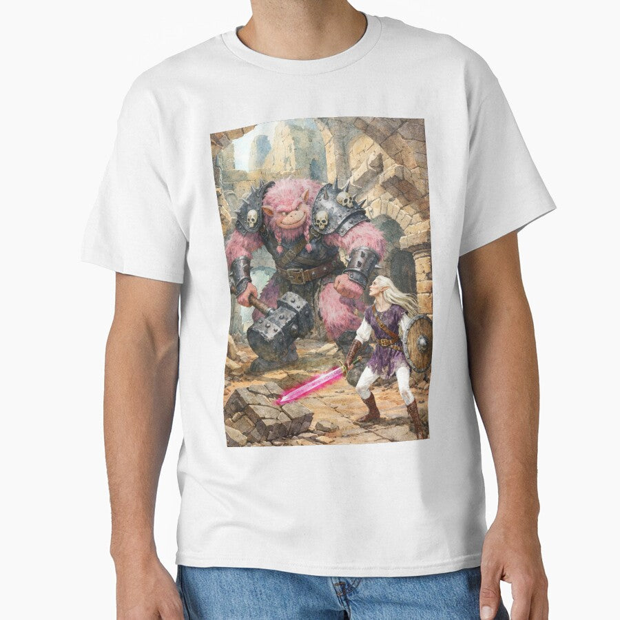 Elf warrior facing the dungeon beast by alvarlunafae T-Shirts, Hoodie, Sweatshirt | BlankRebels.com (Image 1)
