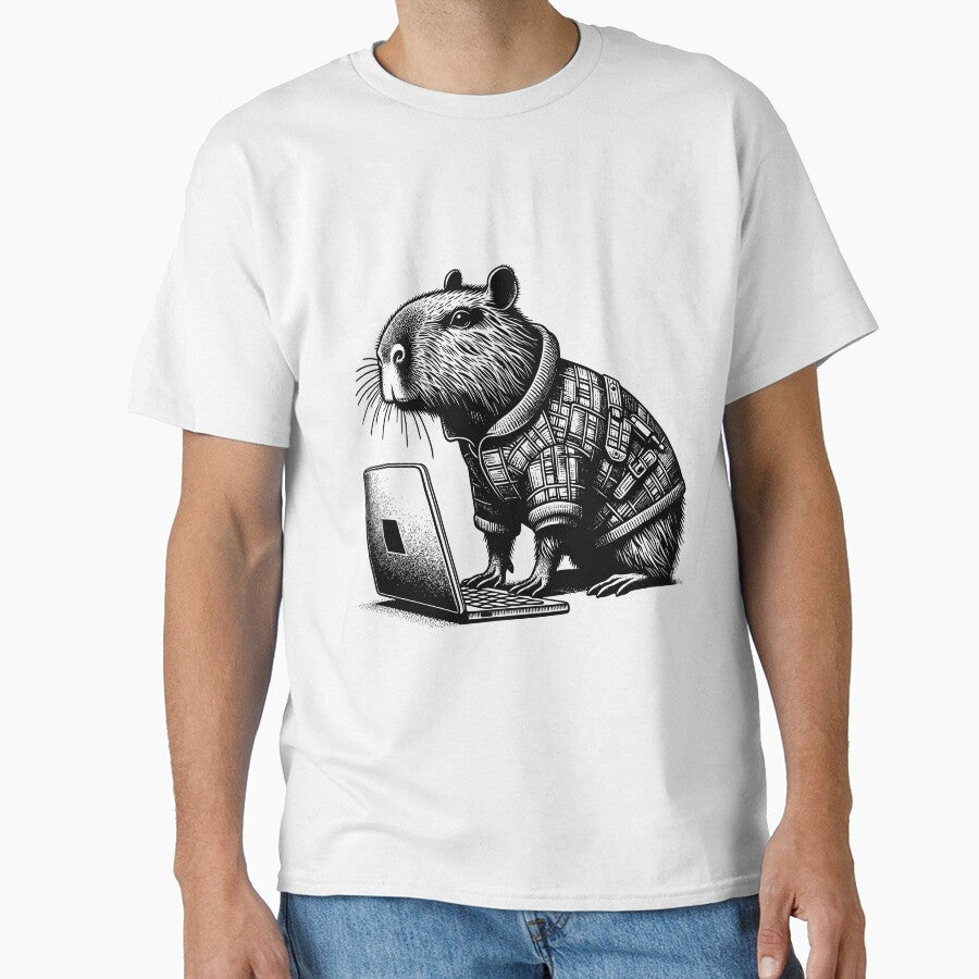 Punk Rock Goth Capybara on Computer Vintage Style by dreamsagellc T-Shirts, Hoodie, Sweatshirt | BlankRebels.com (Image 1)