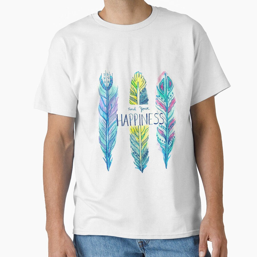 Find your Happiness Feathers Blue by AnjaLiaDesigns T-Shirts, Hoodie, Sweatshirt | BlankRebels.com (Image 1)