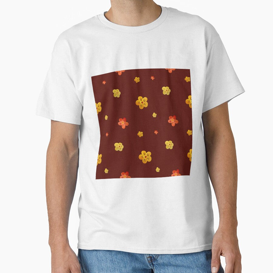 Flower red yellow orange simple seamless pattern red by Yana Mustafina | Boho Soulful Designs T-Shirts, Hoodie,... (Image 1)