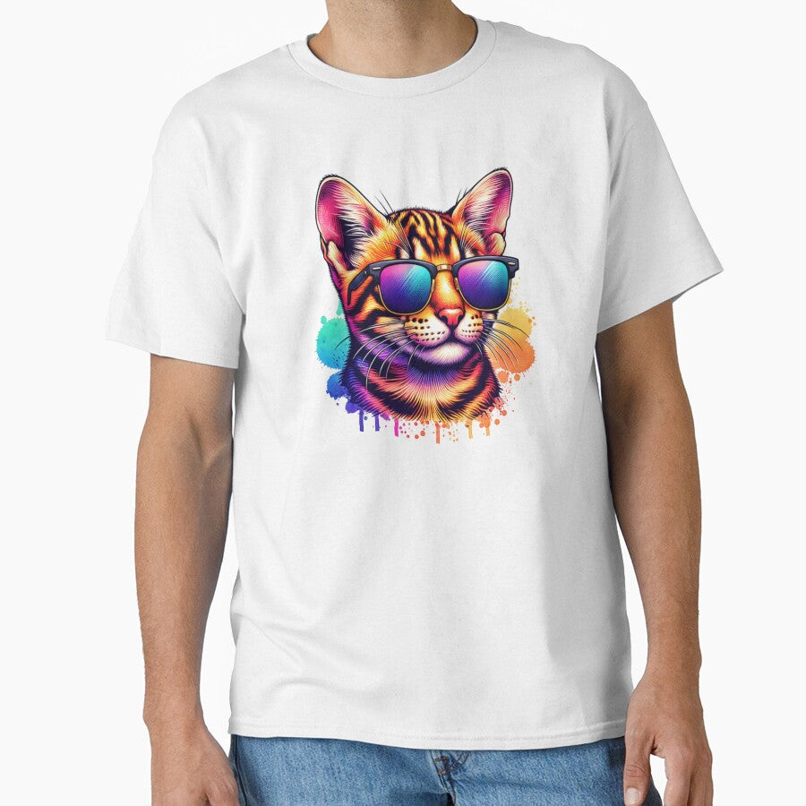 Watercolor Toyger Cat Wearing Sunglasses by TheAnimalZ00
