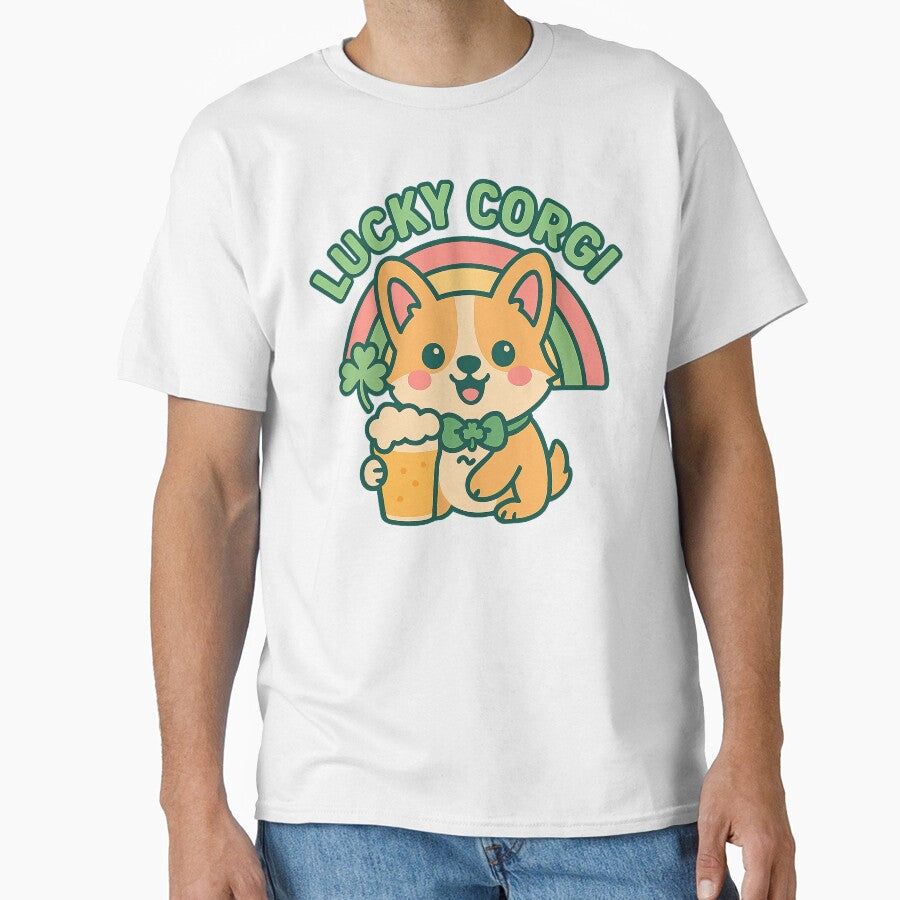 Cute Kawaii Corgi, Cute St Patricks Day Corgi by graphic-genie T-Shirts, Hoodie, Sweatshirt | BlankRebels.com (Image 1)