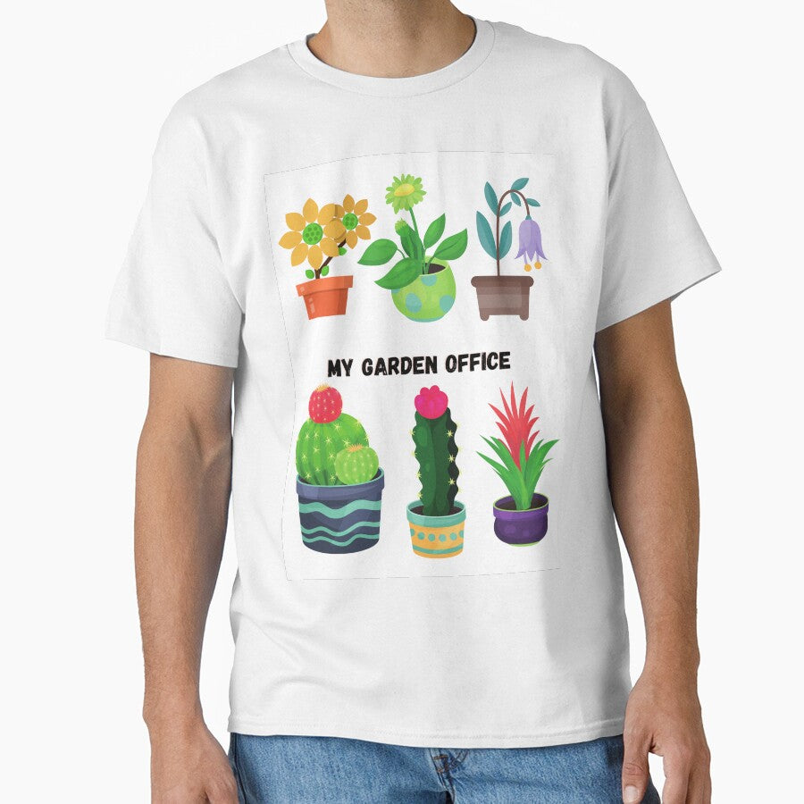 Potted Vintage Botanical Floral Flower in my Garden Office by Hinny8 T-Shirts, Hoodie, Sweatshirt | BlankRebels.com (Image 1)