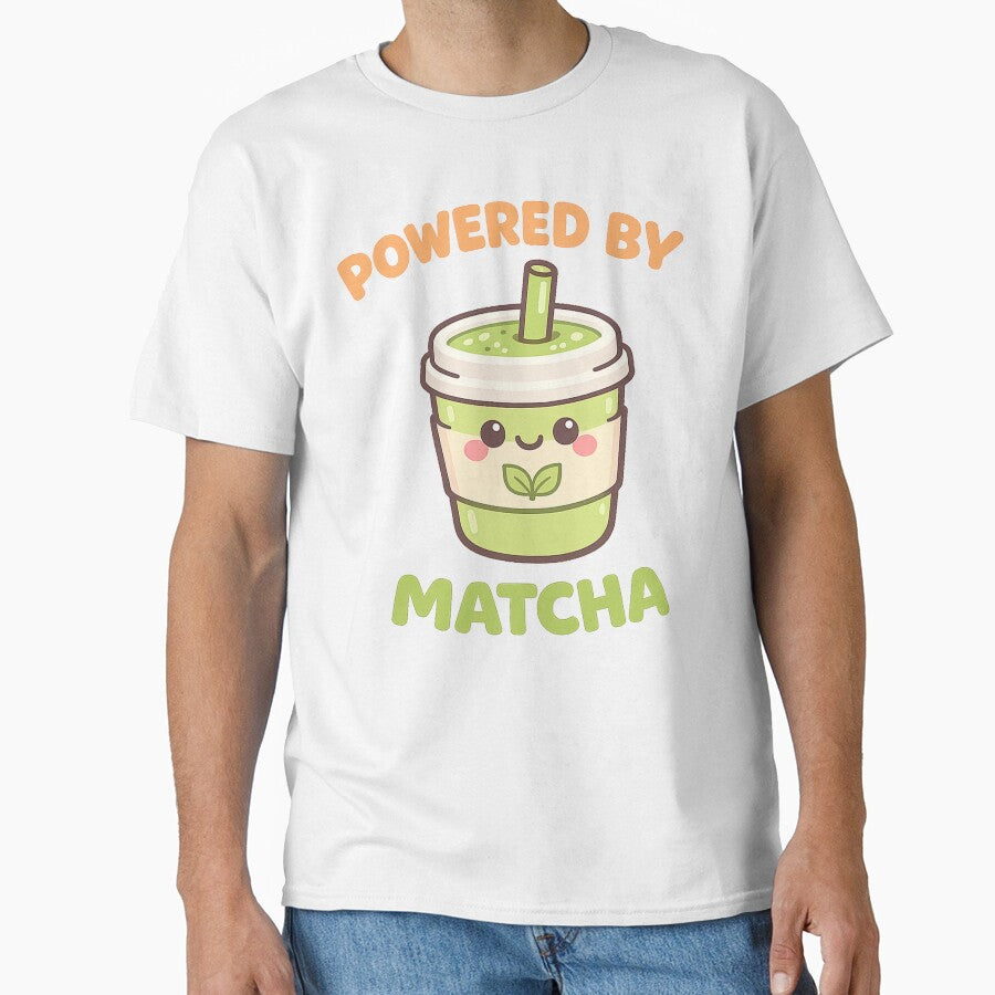 Powered By Matcha Cute Kawaii Drink Illustration by ImagenFusionP T-Shirts, Hoodie, Sweatshirt | BlankRebels.com (Image 1)