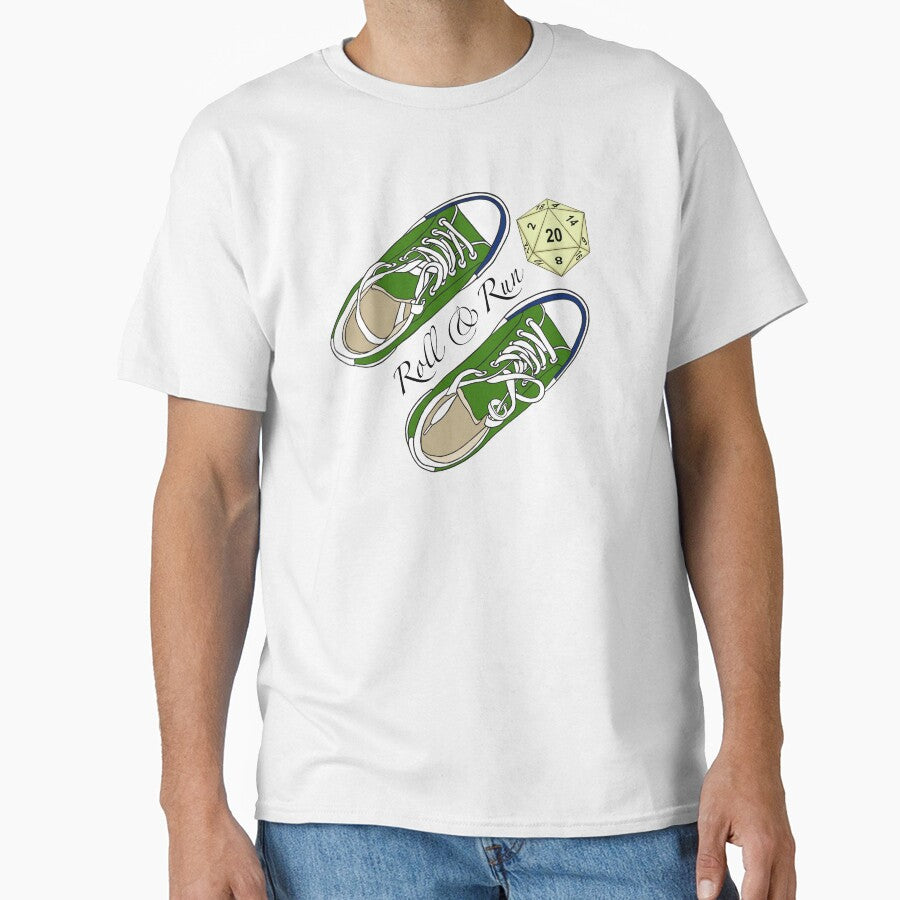 Green Sneakers and D20. Roll and Run. Critical Hit. by KateQR T-Shirts, Hoodie, Sweatshirt | BlankRebels.com (Image 1)