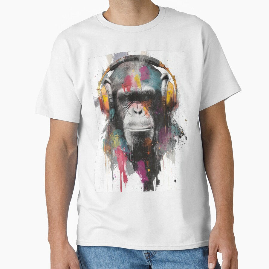 DJ Monkey Business Ape With Gold Headphones by GrinGalore T-Shirts, Hoodie, Sweatshirt | BlankRebels.com (Image 1)